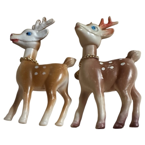 Vintage Christmas Figurine Japan Reindeer 
Blue Eyes, Soft Plastic, Swivel Head - Picture 6 of 11